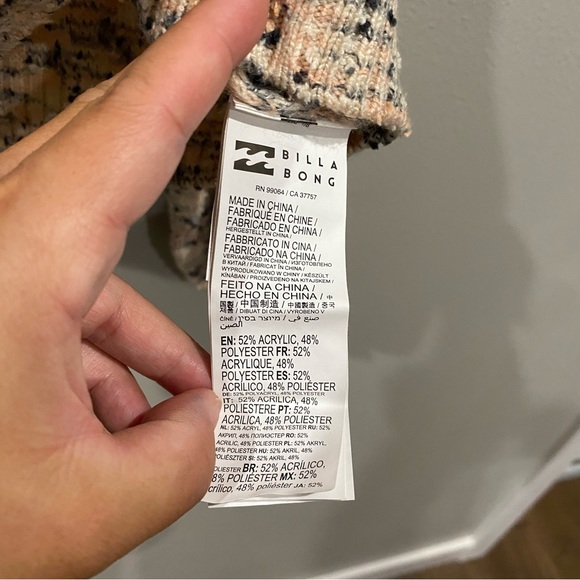 Billabong Knit Cropped Sweater Space Dye Blue Pink Cream Size Large - Picture 4 of 9